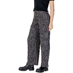Black Polyester Flared Pants