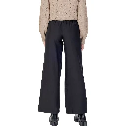 Black Polyester Flared Pants