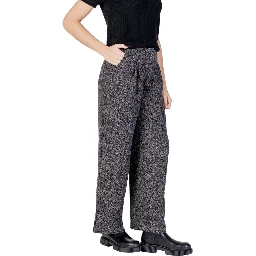 Black Polyester Flared Pants