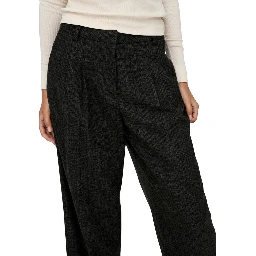 Black Polyester Flared Pants