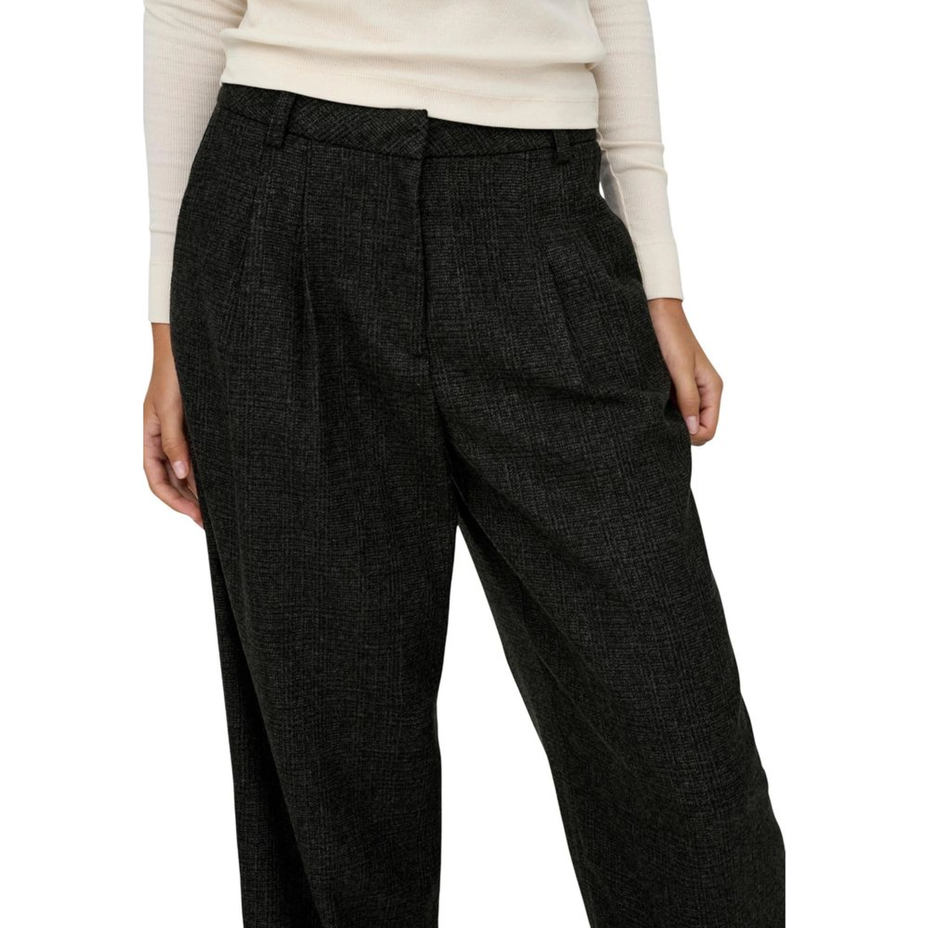 Black Polyester Flared Pants