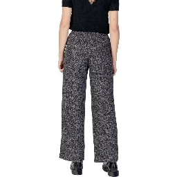 Black Polyester Flared Pants