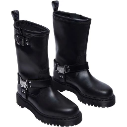 Black Leather Lace-Up Boots