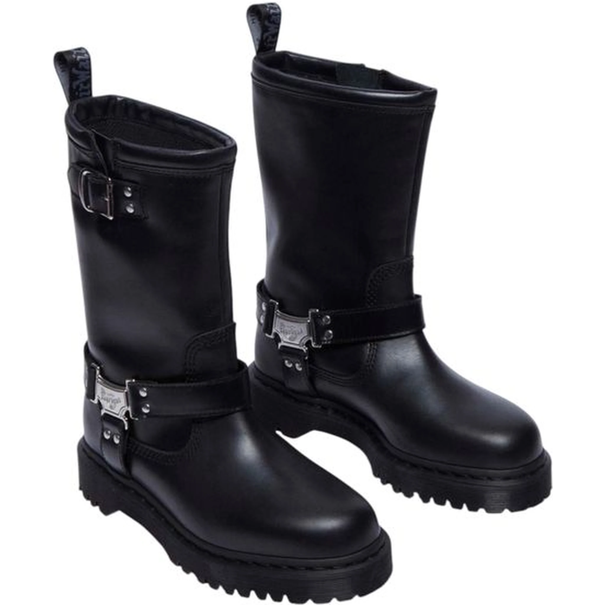 Black Leather Lace-Up Boots