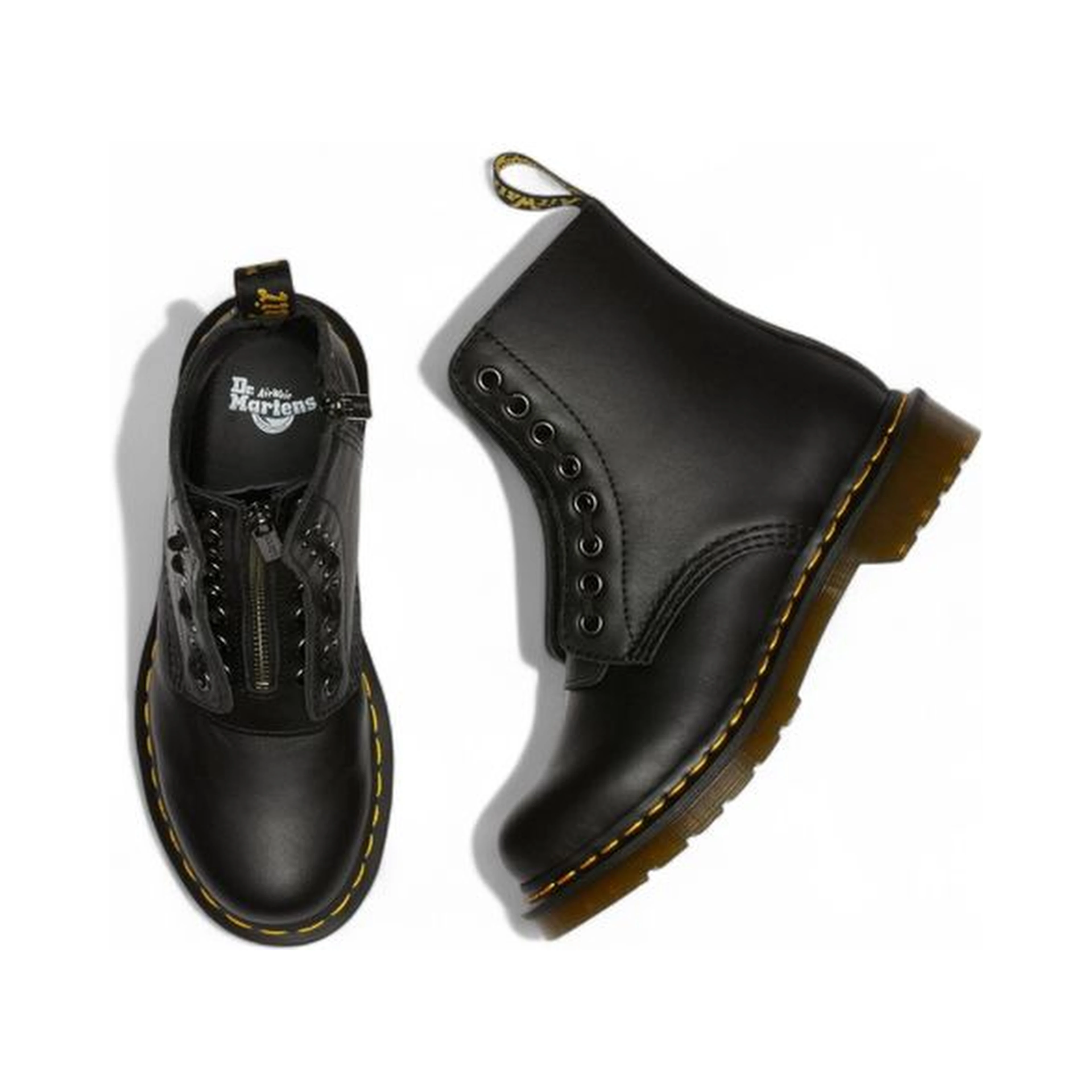 Black Leather Lace-Up Boots