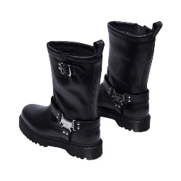 Black Leather Lace-Up Boots