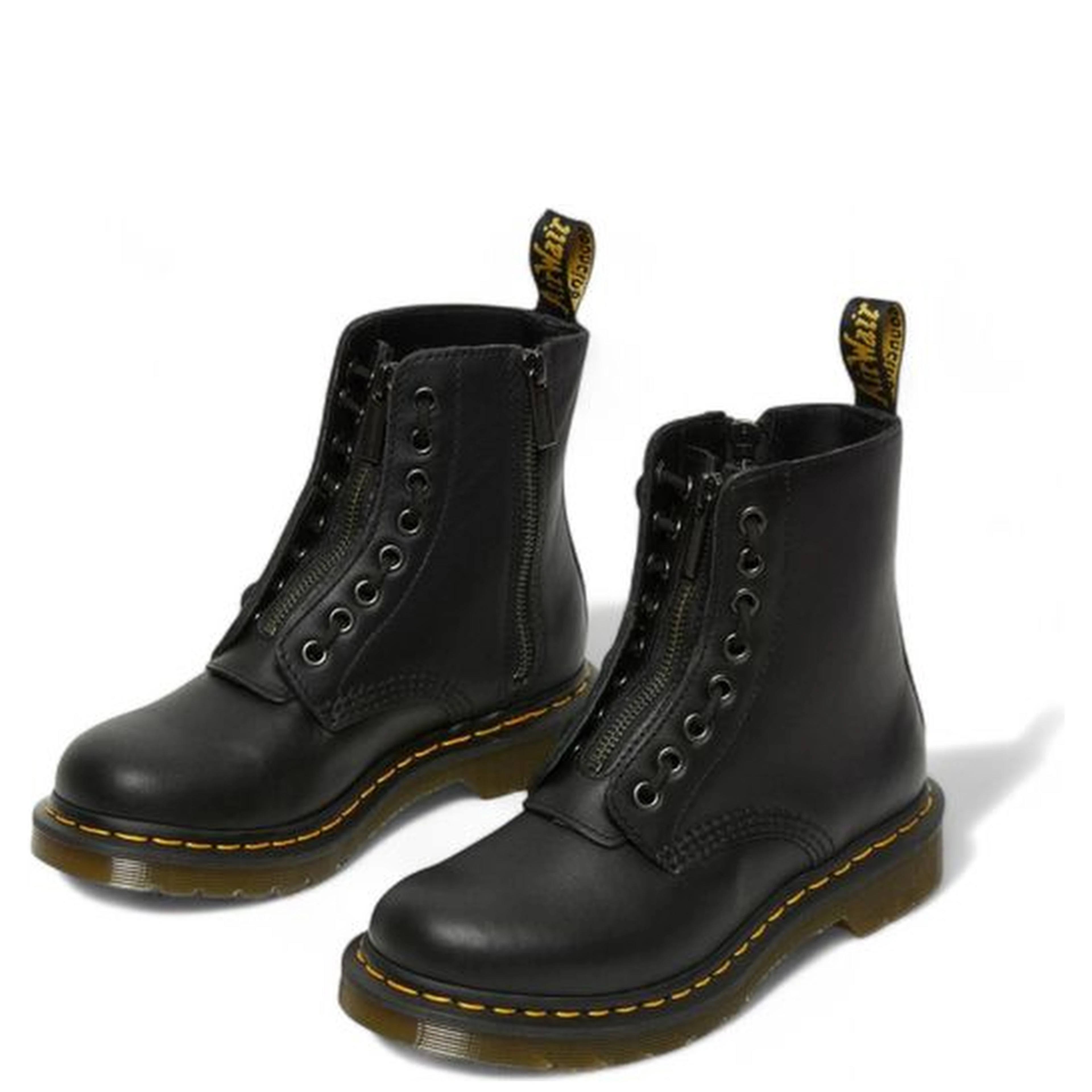 Black Leather Lace-Up Boots