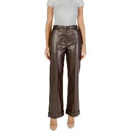 Brown Polyester Casual Pants