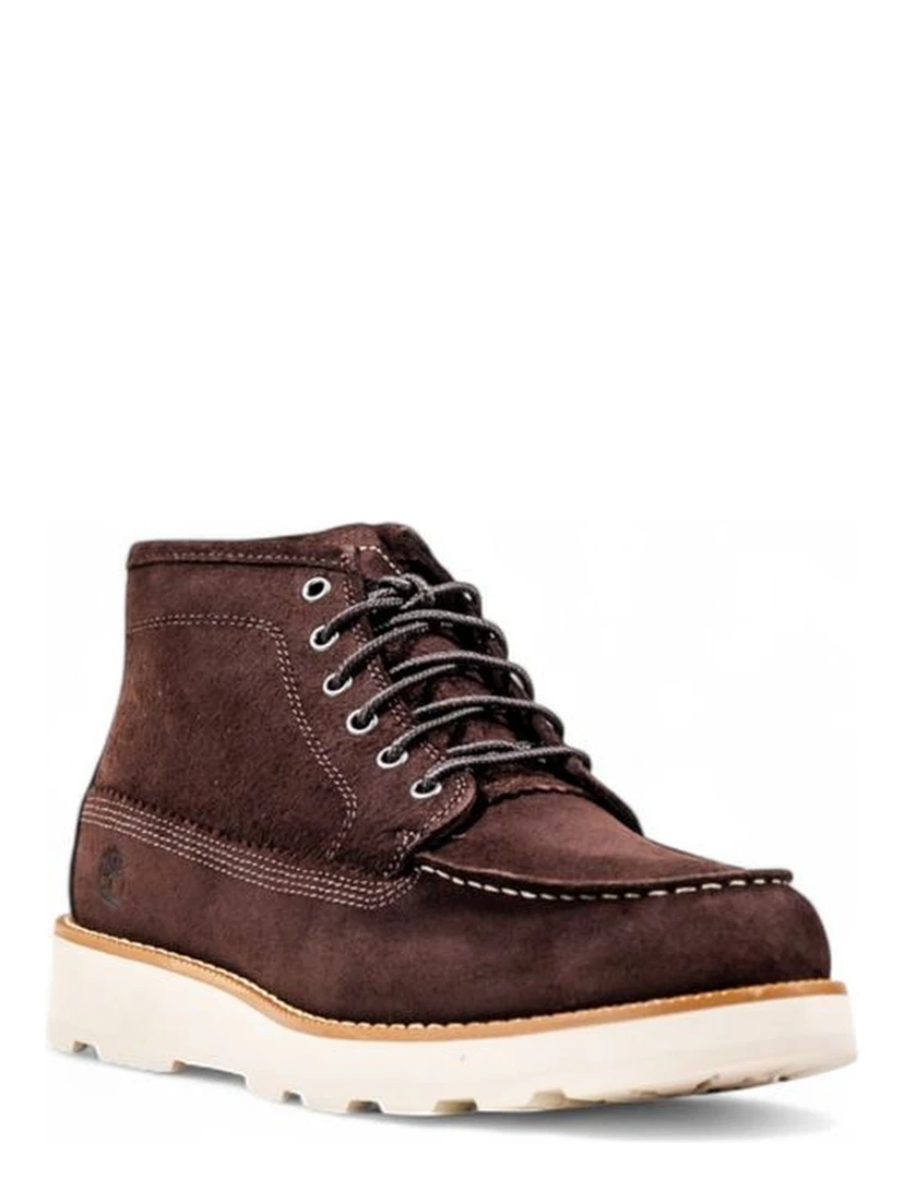 Brown Leather Lace-Up Boots