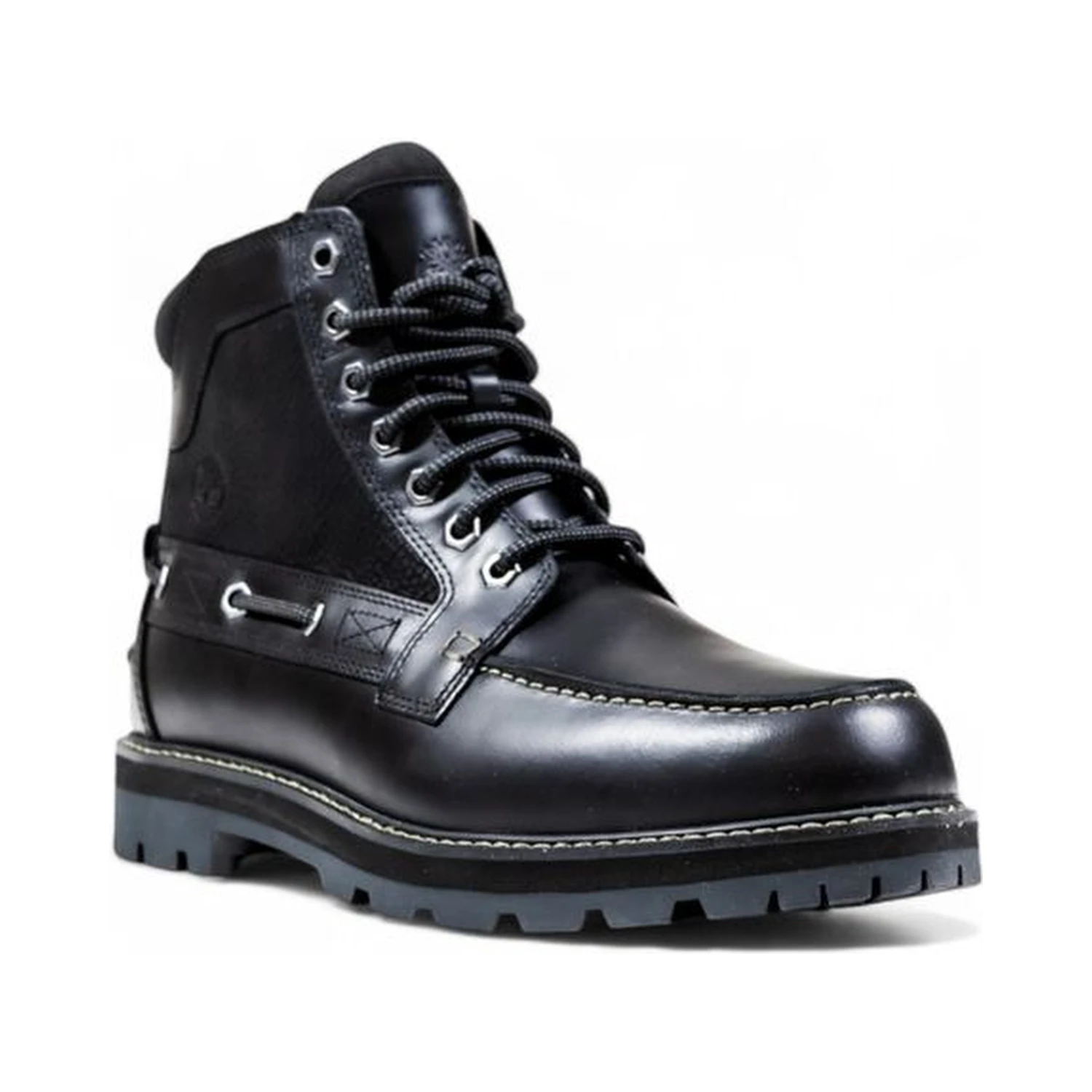 Black Leather Lace-Up Boots