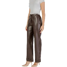 Brown Polyester Casual Pants