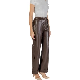 Brown Polyester Casual Pants