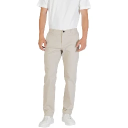 Beige Polyester Casual Pants