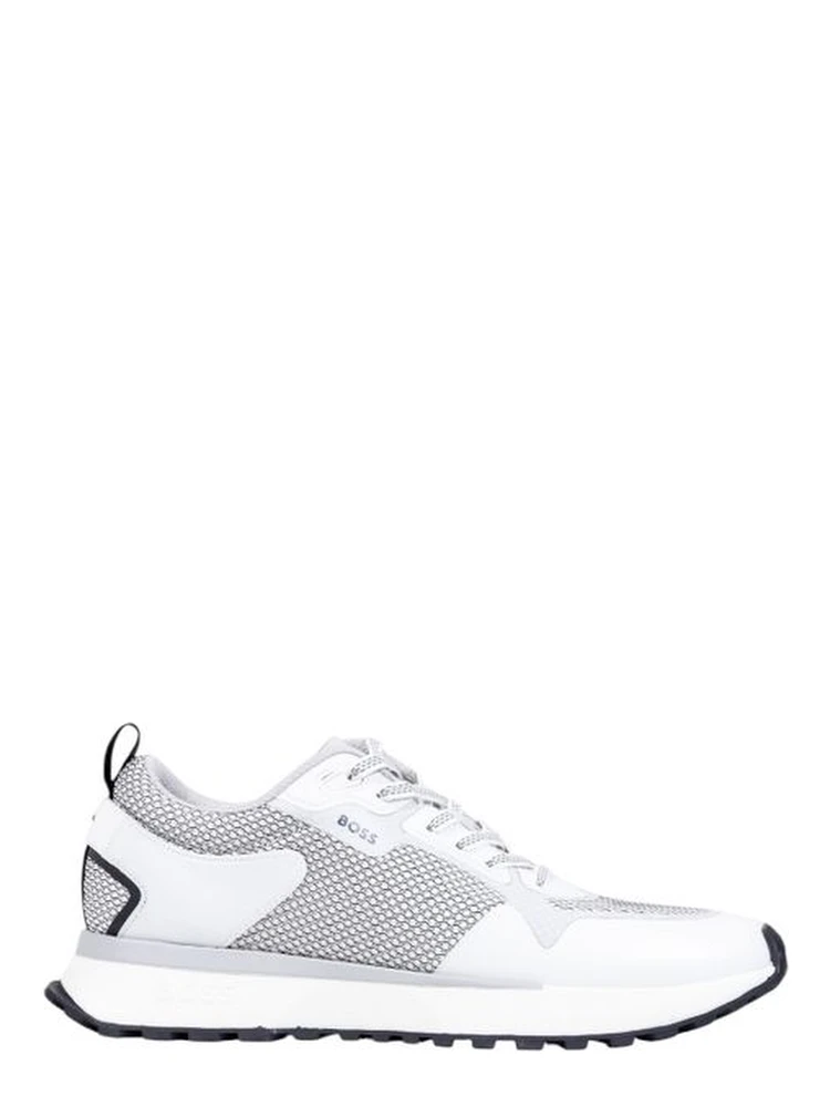 White Polyester Athletic Sneakers