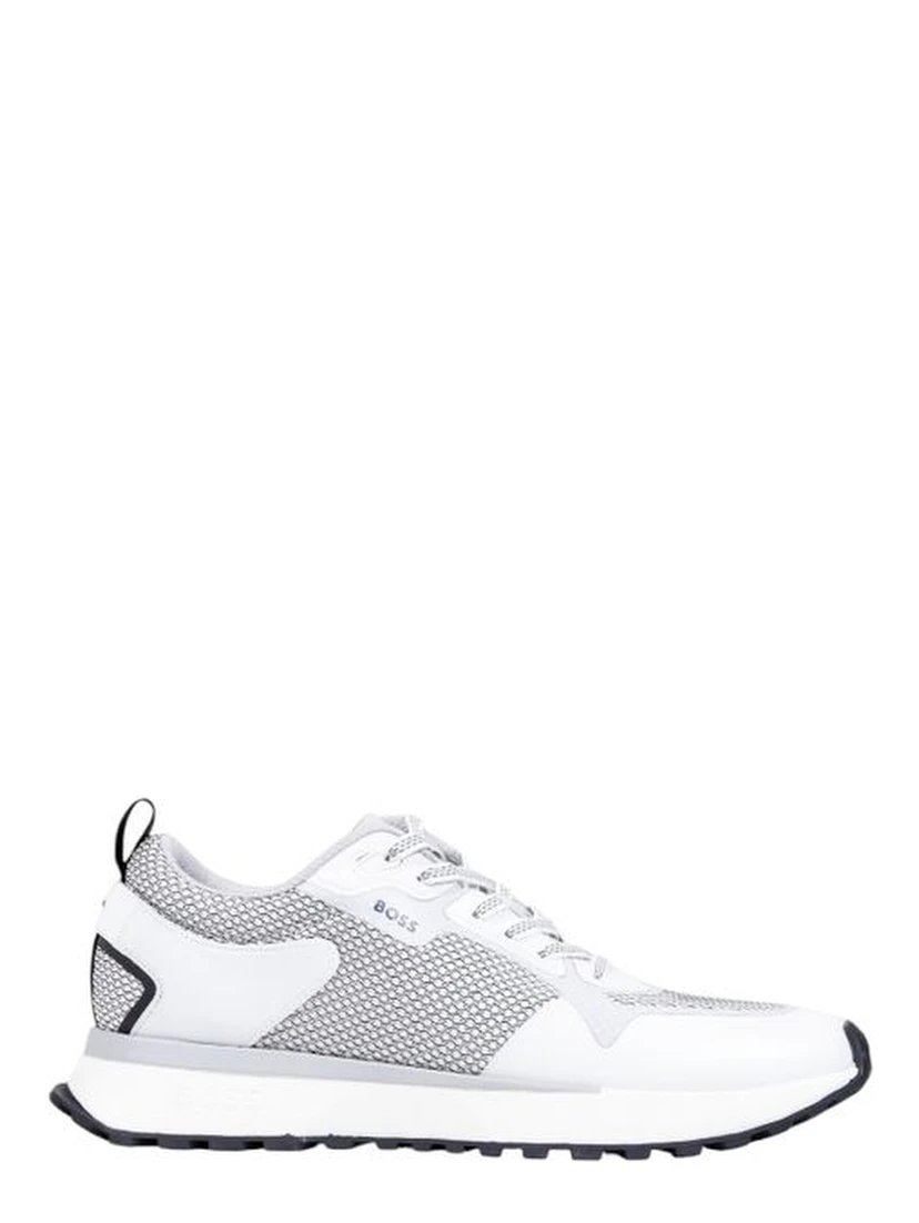 White Polyester Athletic Sneakers