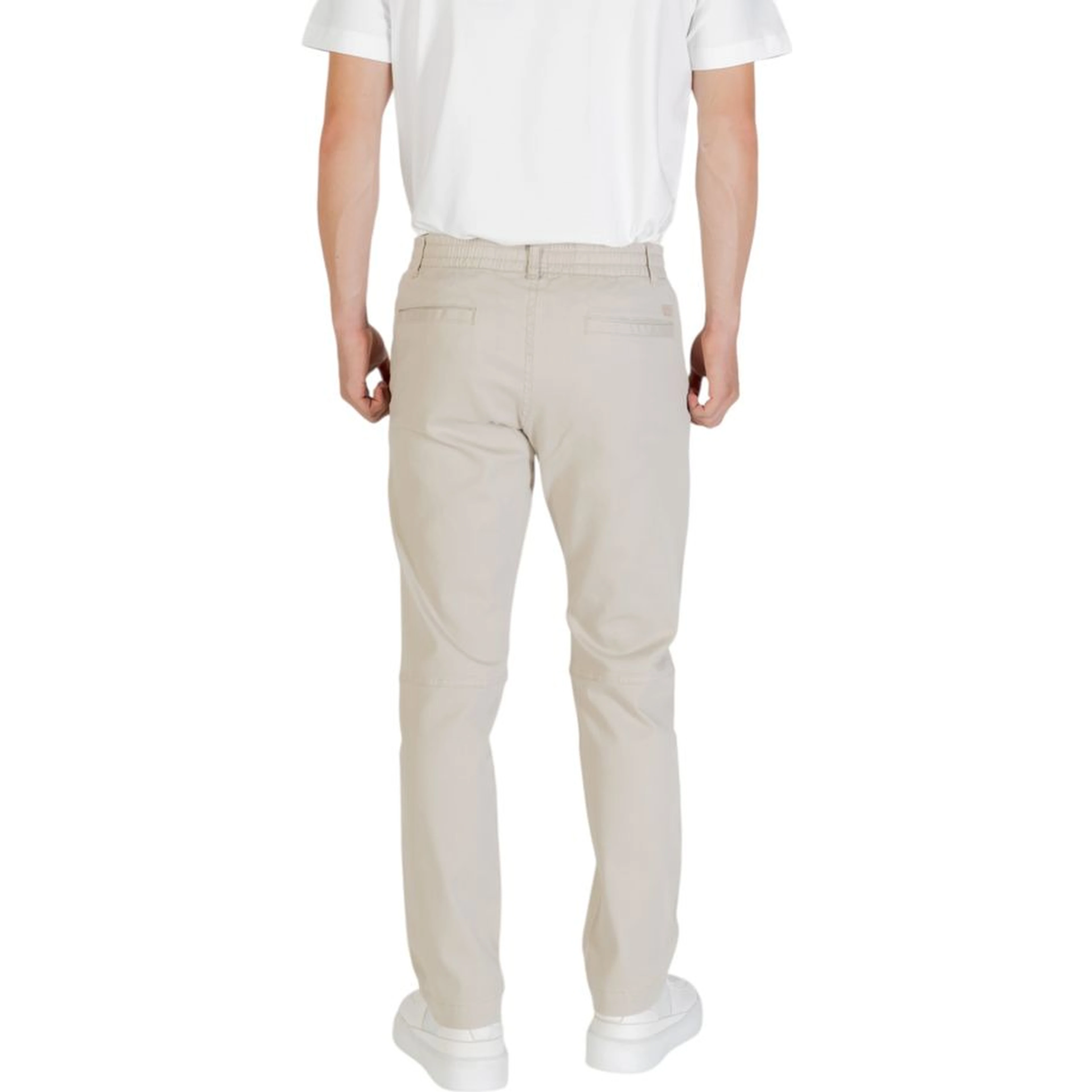 Beige Polyester Casual Pants