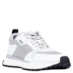 White Polyester Athletic Sneakers