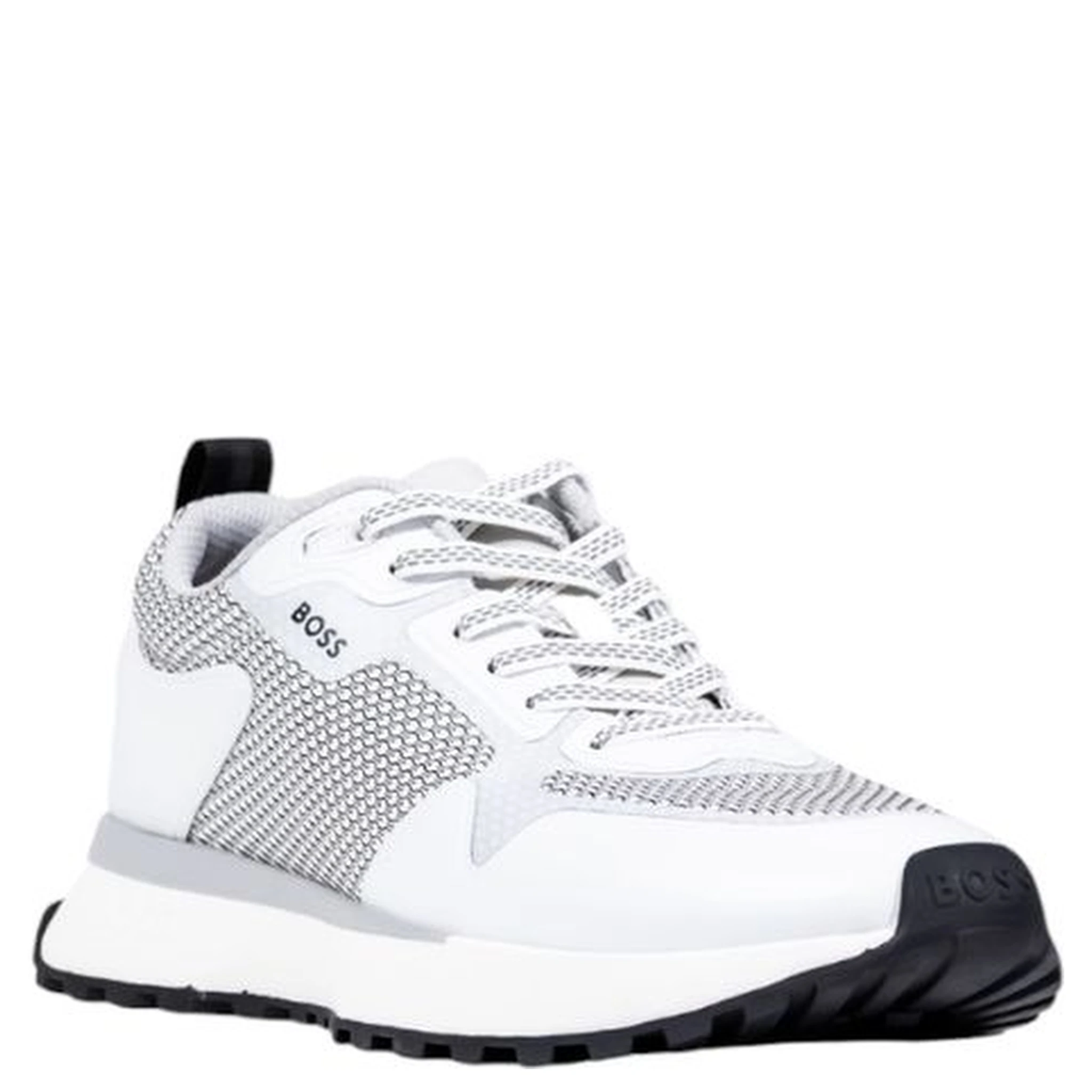 White Polyester Athletic Sneakers