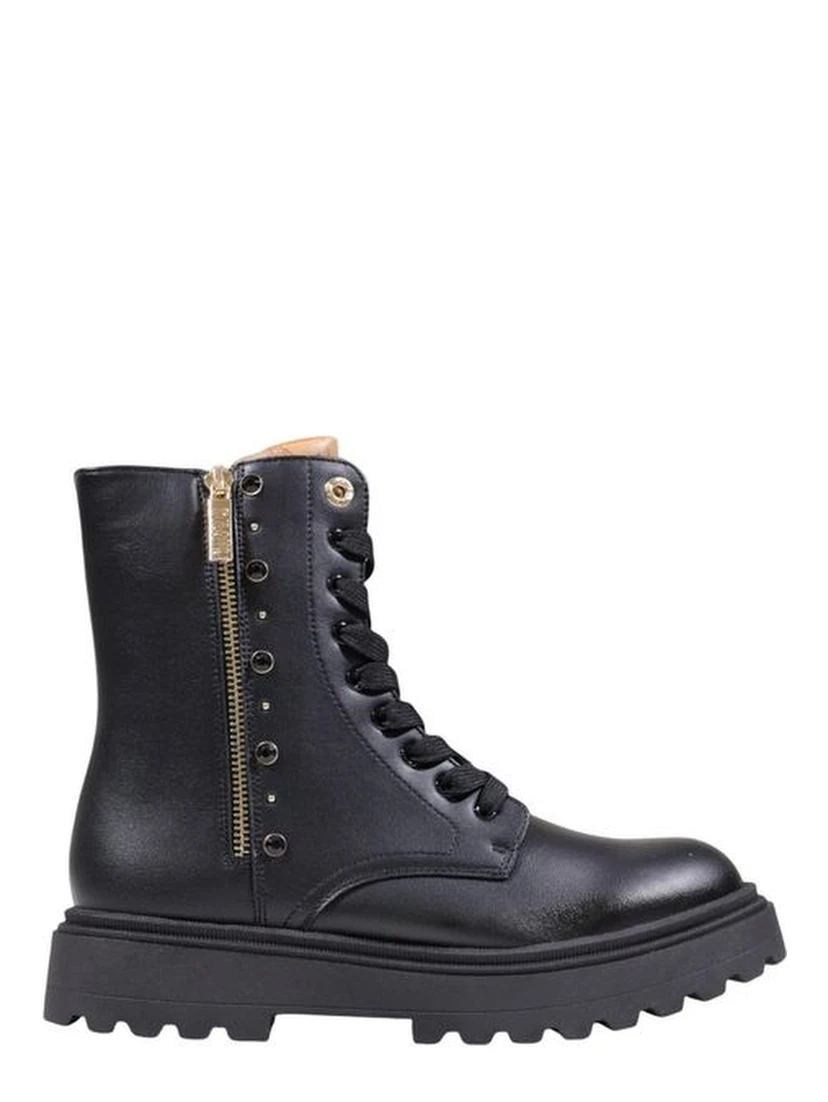 Black Polyethylene Lace-Up Boots