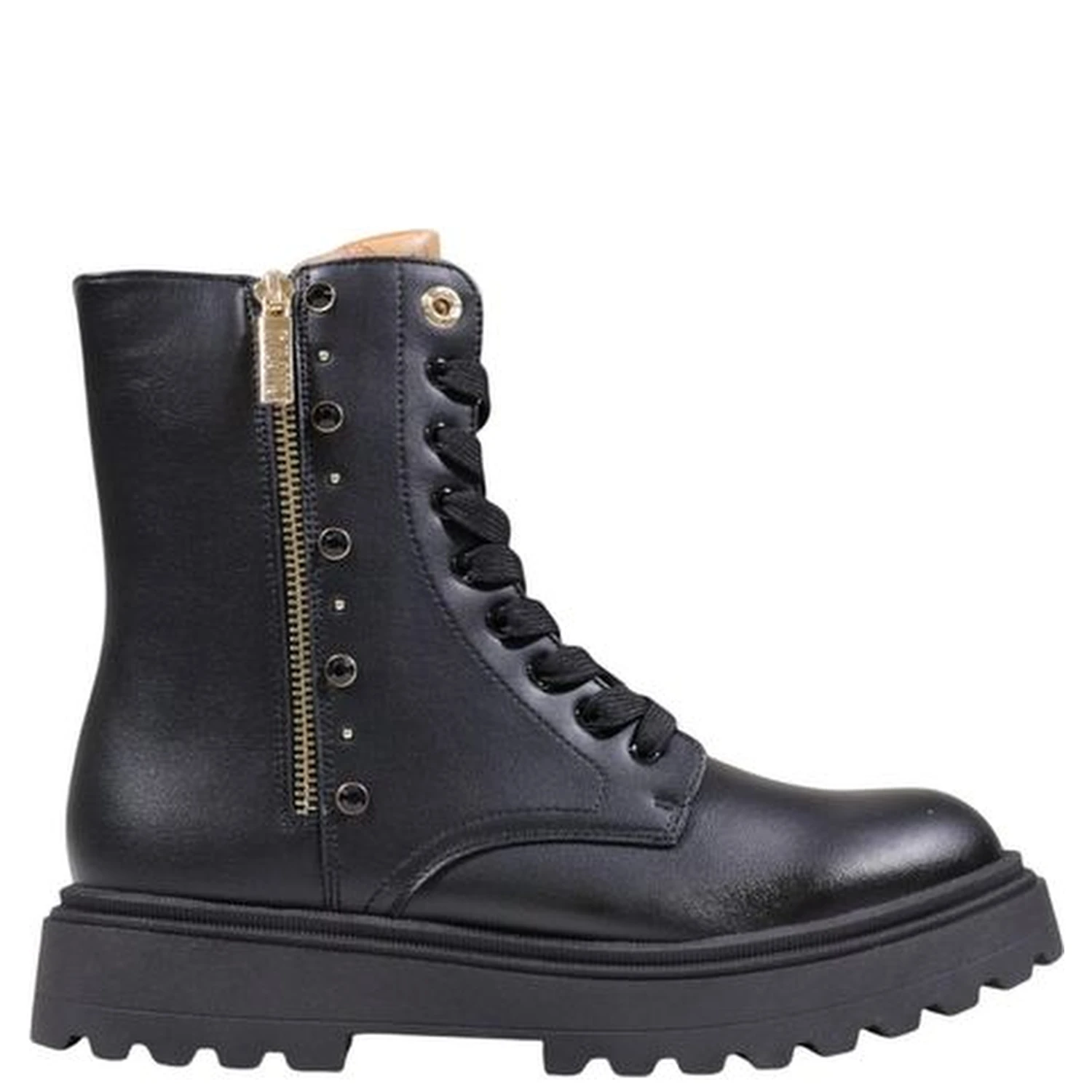Black Polyethylene Lace-Up Boots