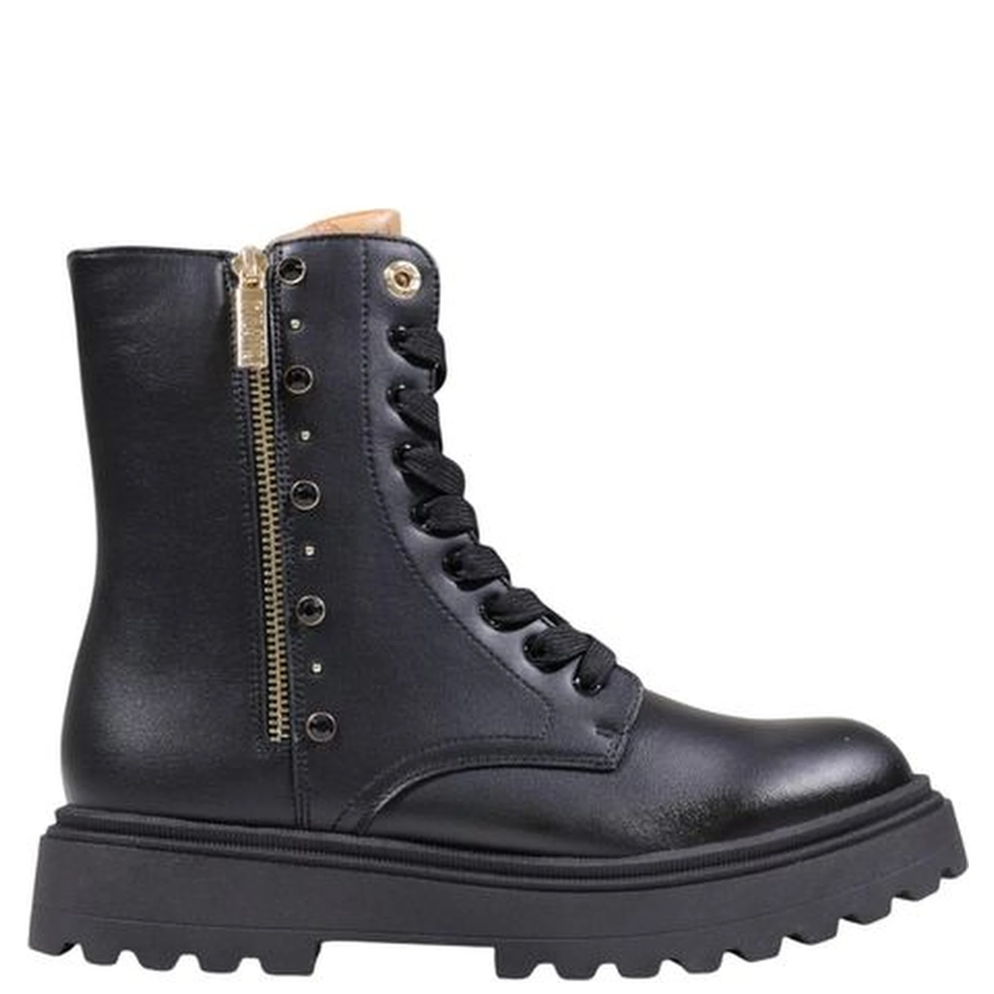 Black Polyethylene Lace-Up Boots