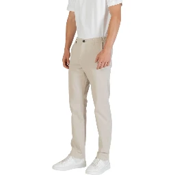 Beige Polyester Casual Pants