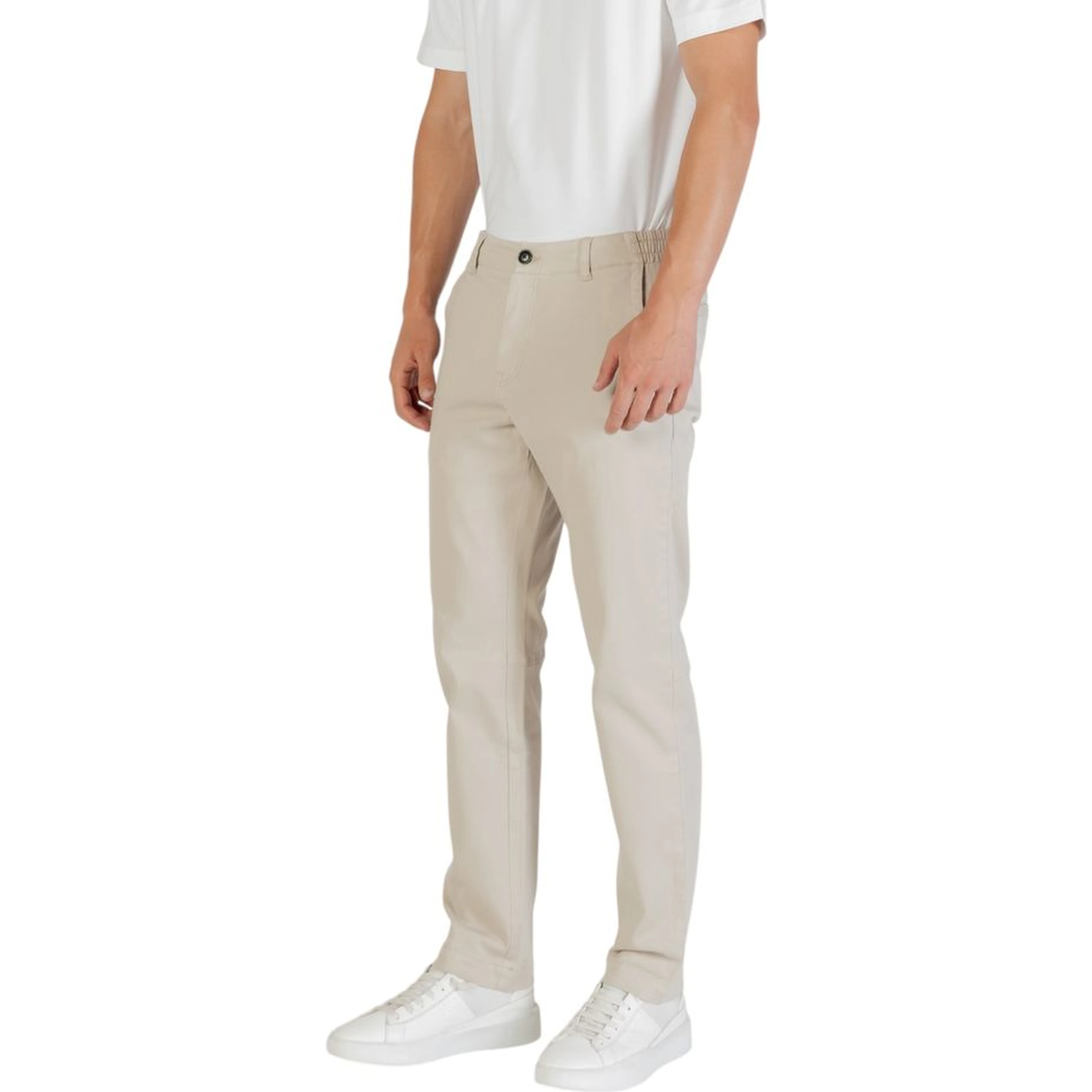 Beige Polyester Casual Pants