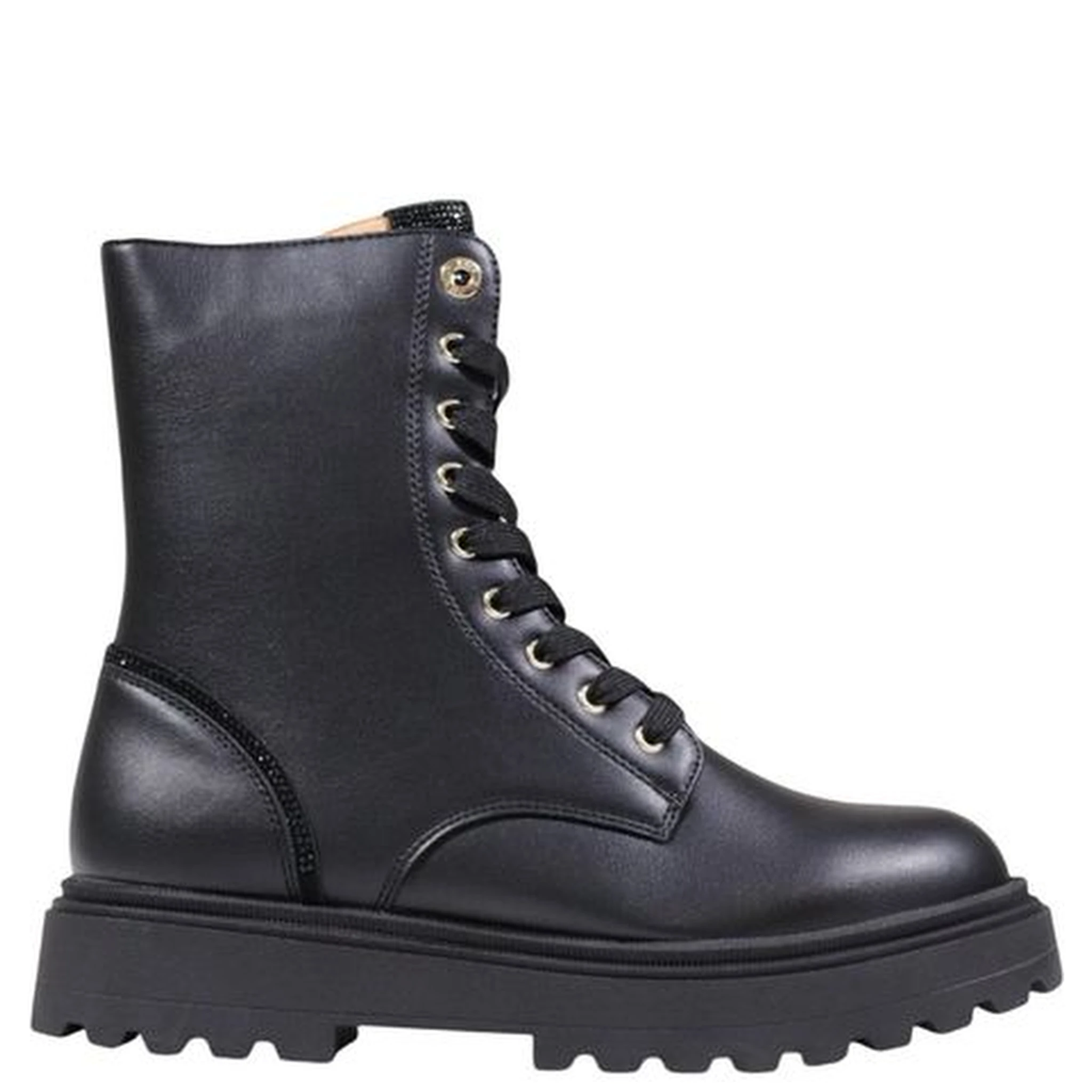 Black Polyethylene Lace-Up Boots