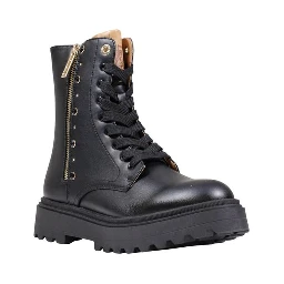 Black Polyethylene Lace-Up Boots