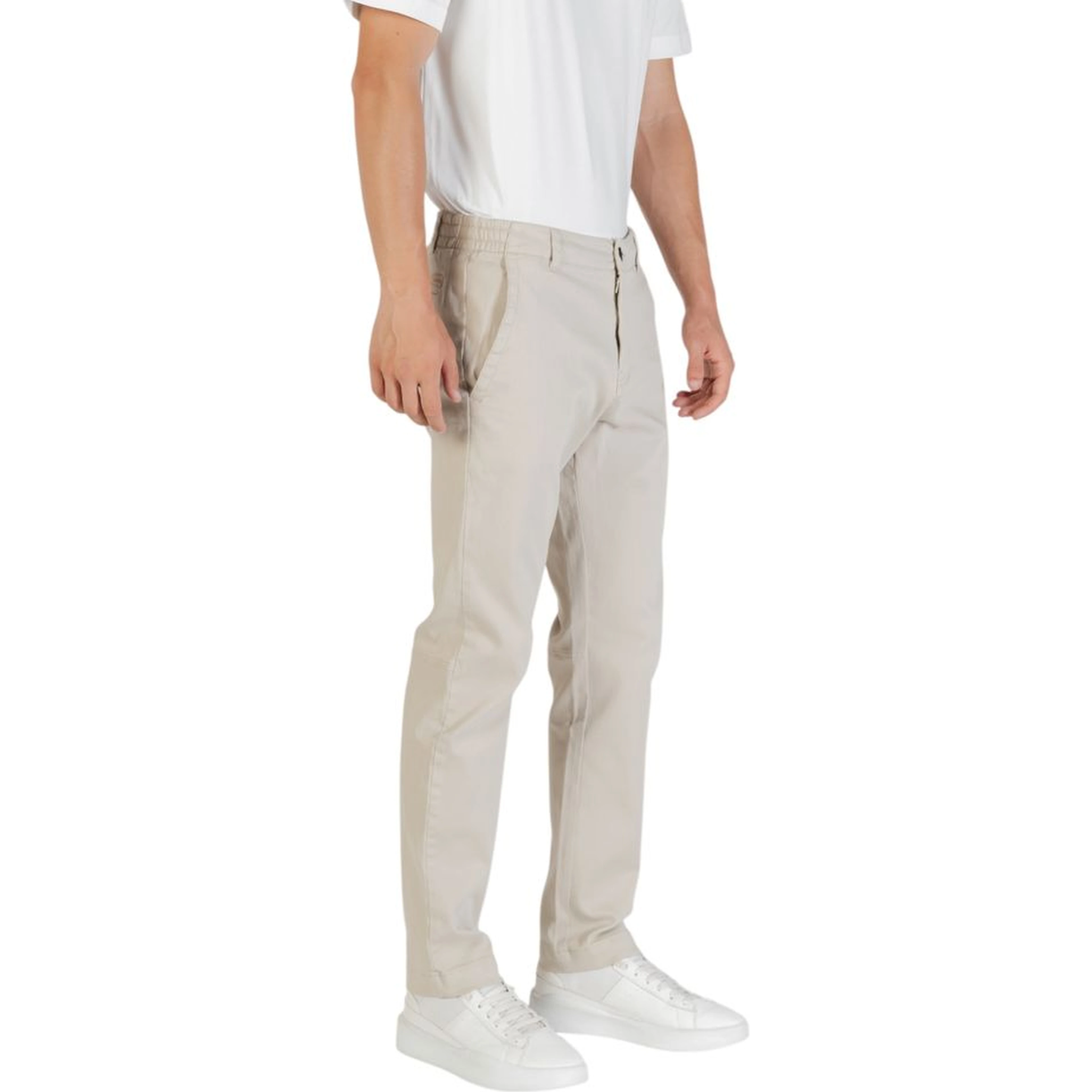 Beige Polyester Casual Pants