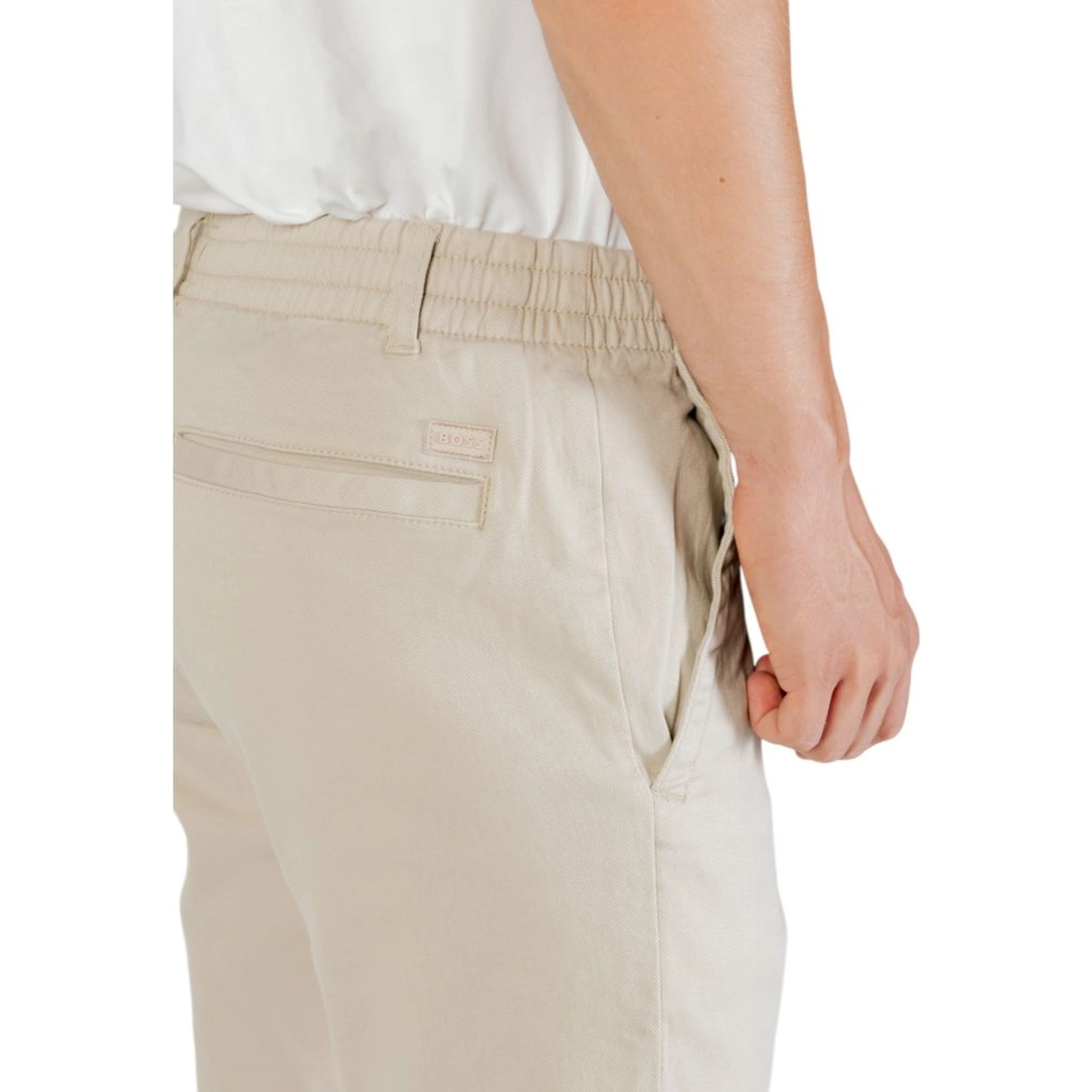 Beige Polyester Casual Pants