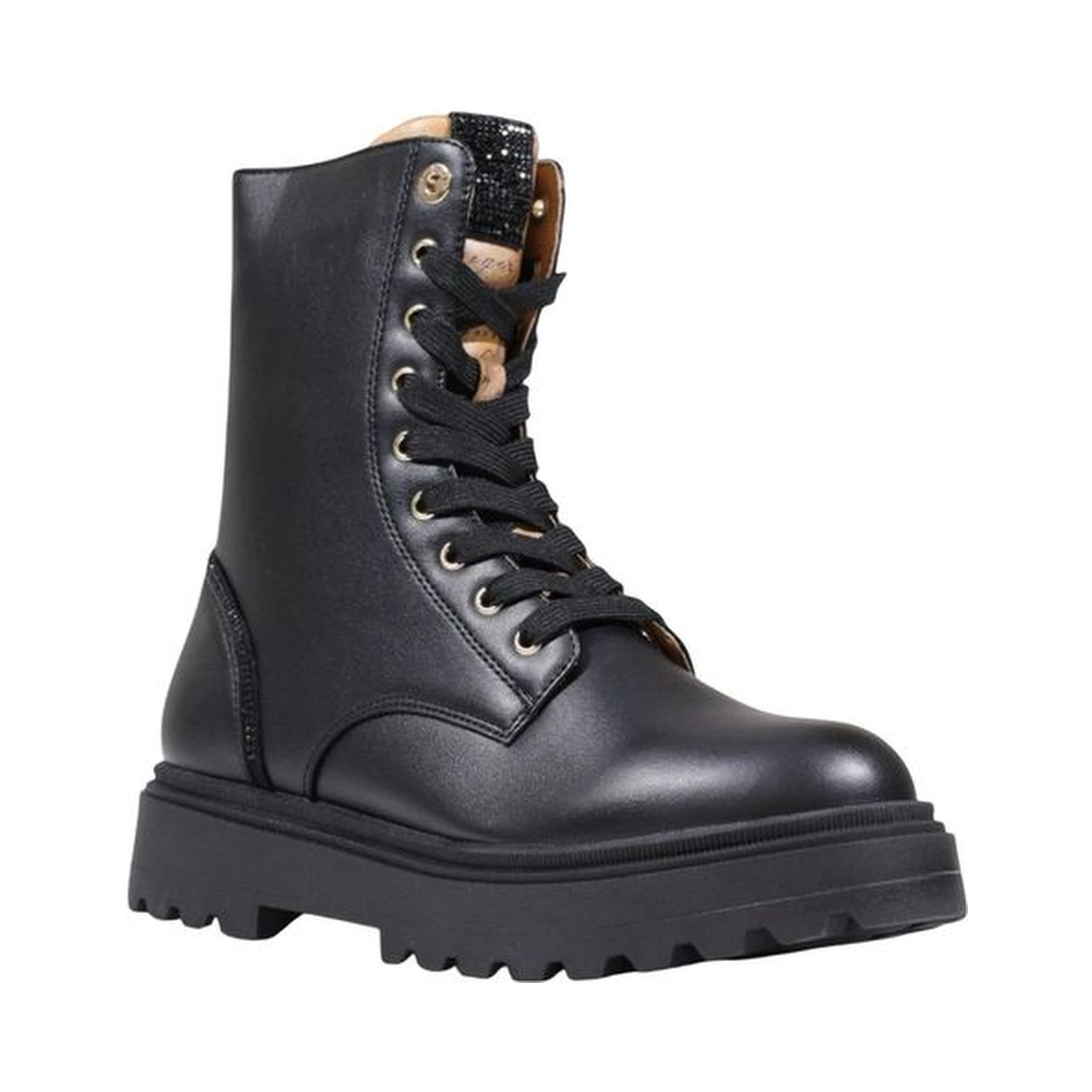 Black Polyethylene Lace-Up Boots