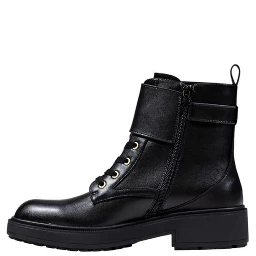 Black Artificial Leather Lace-Up Boots