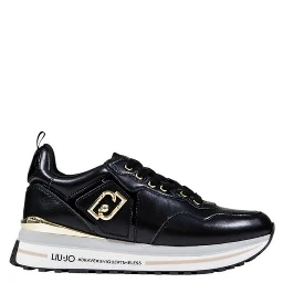Black Artificial Leather Platform Sneakers