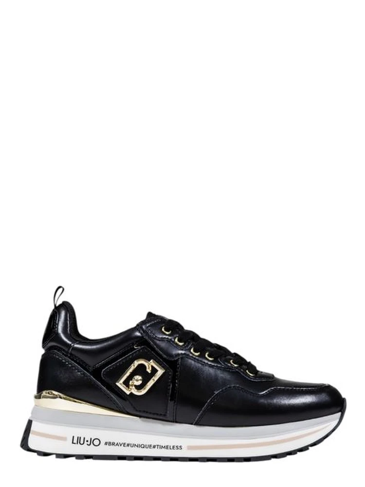 Black Artificial Leather Platform Sneakers