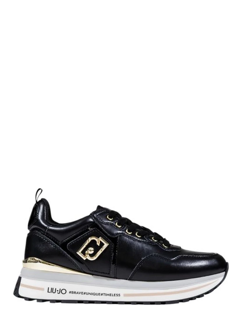 Black Artificial Leather Platform Sneakers