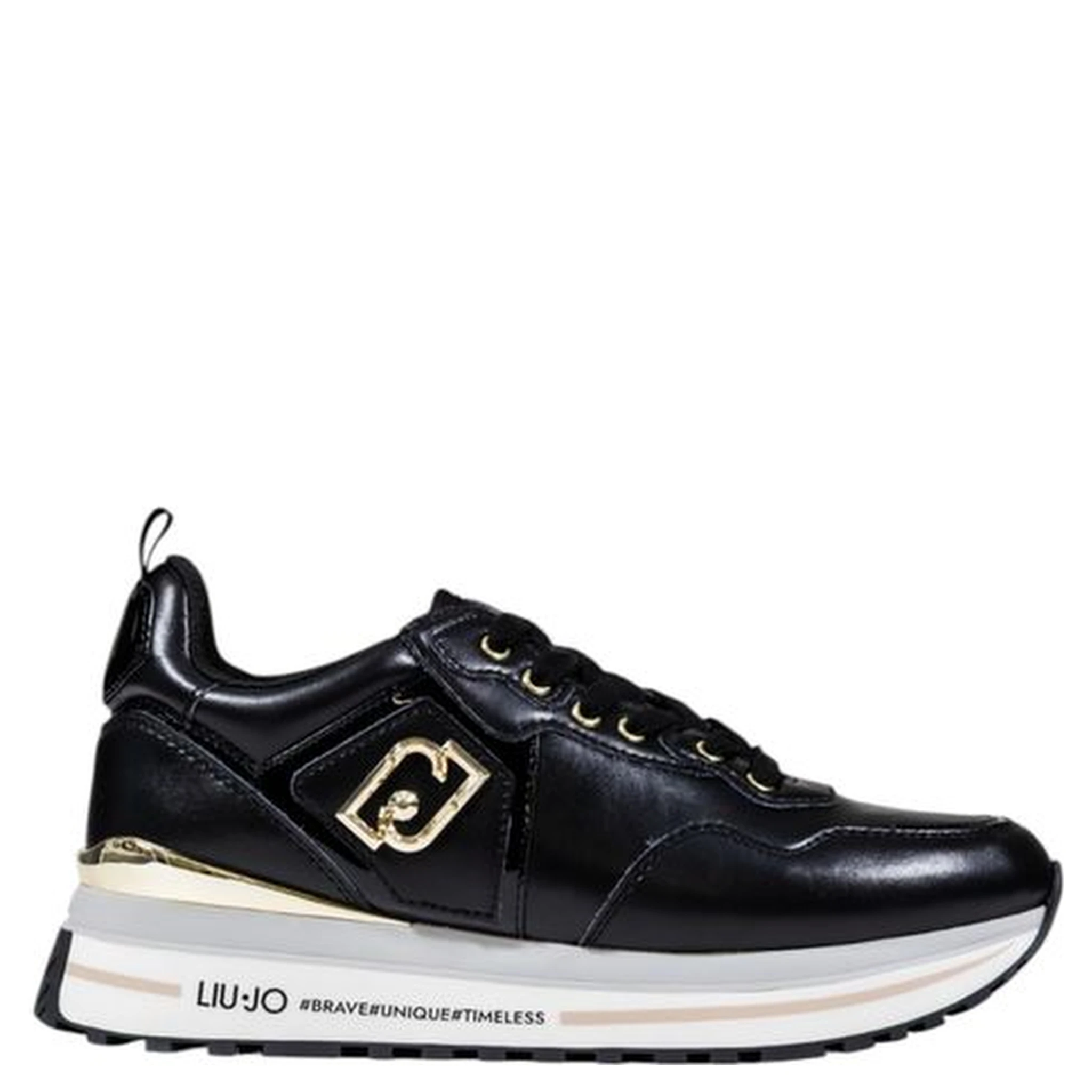 Black Artificial Leather Platform Sneakers
