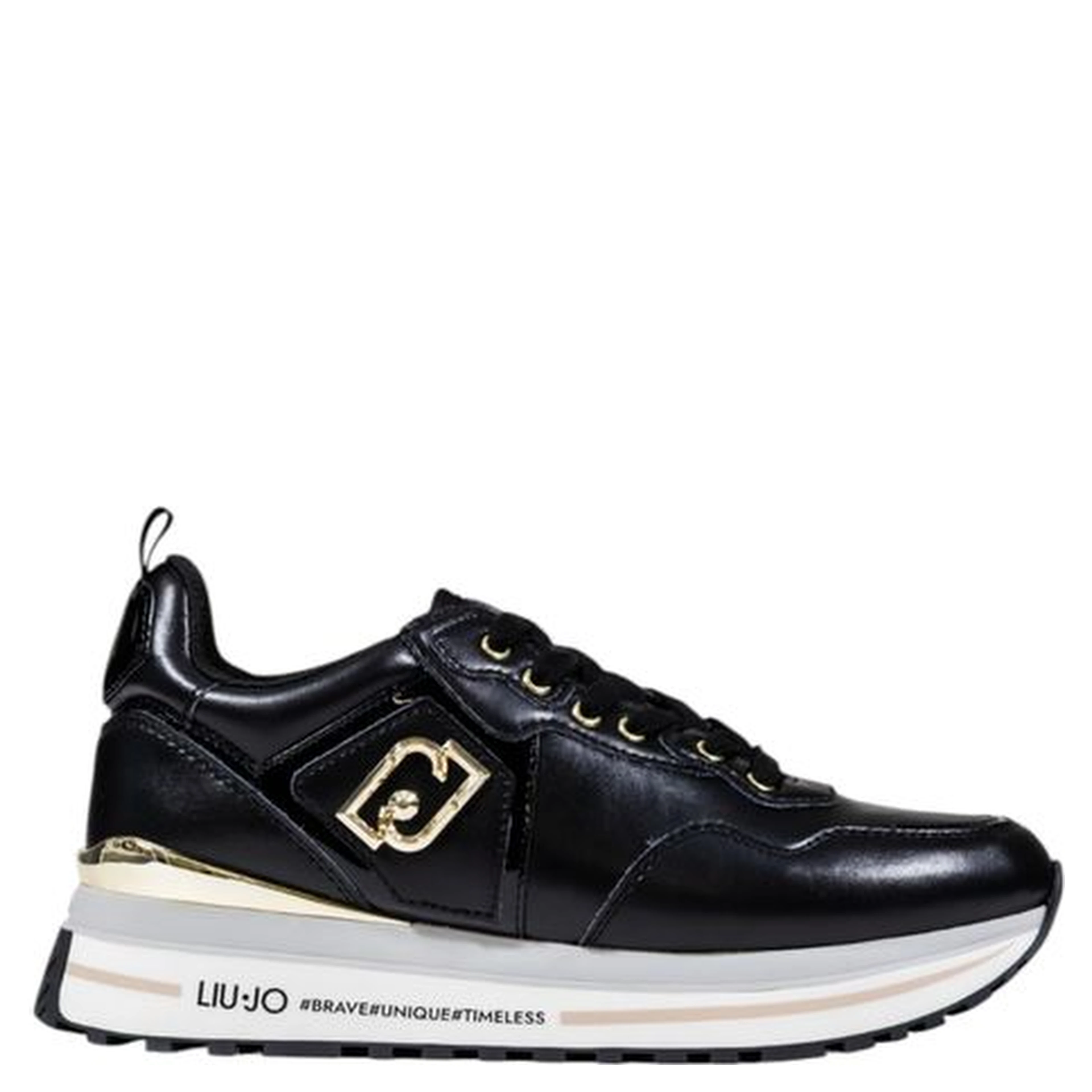 Black Artificial Leather Platform Sneakers
