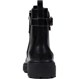 Black Artificial Leather Lace-Up Boots