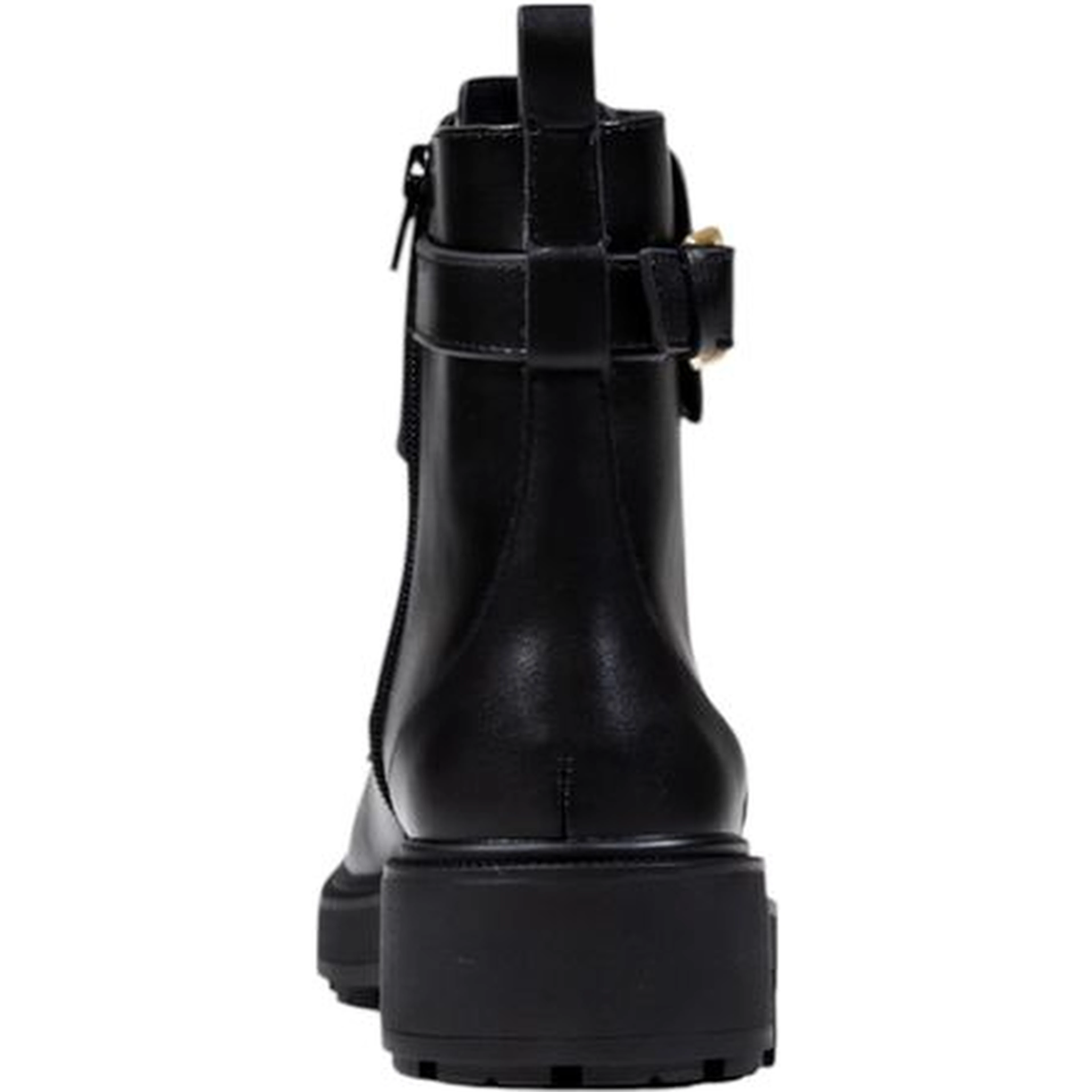 Black Artificial Leather Lace-Up Boots
