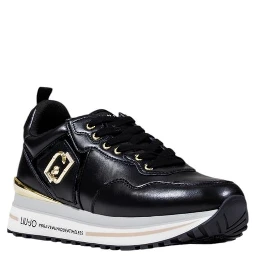 Black Artificial Leather Platform Sneakers