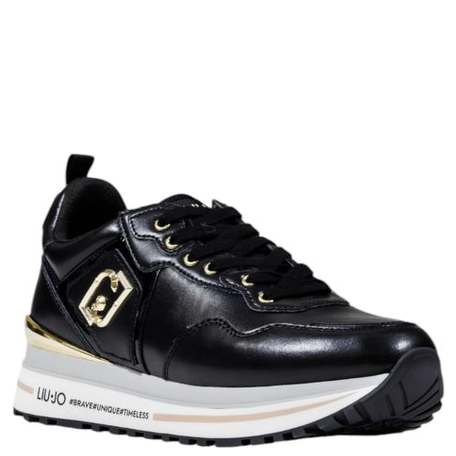 Black Artificial Leather Platform Sneakers