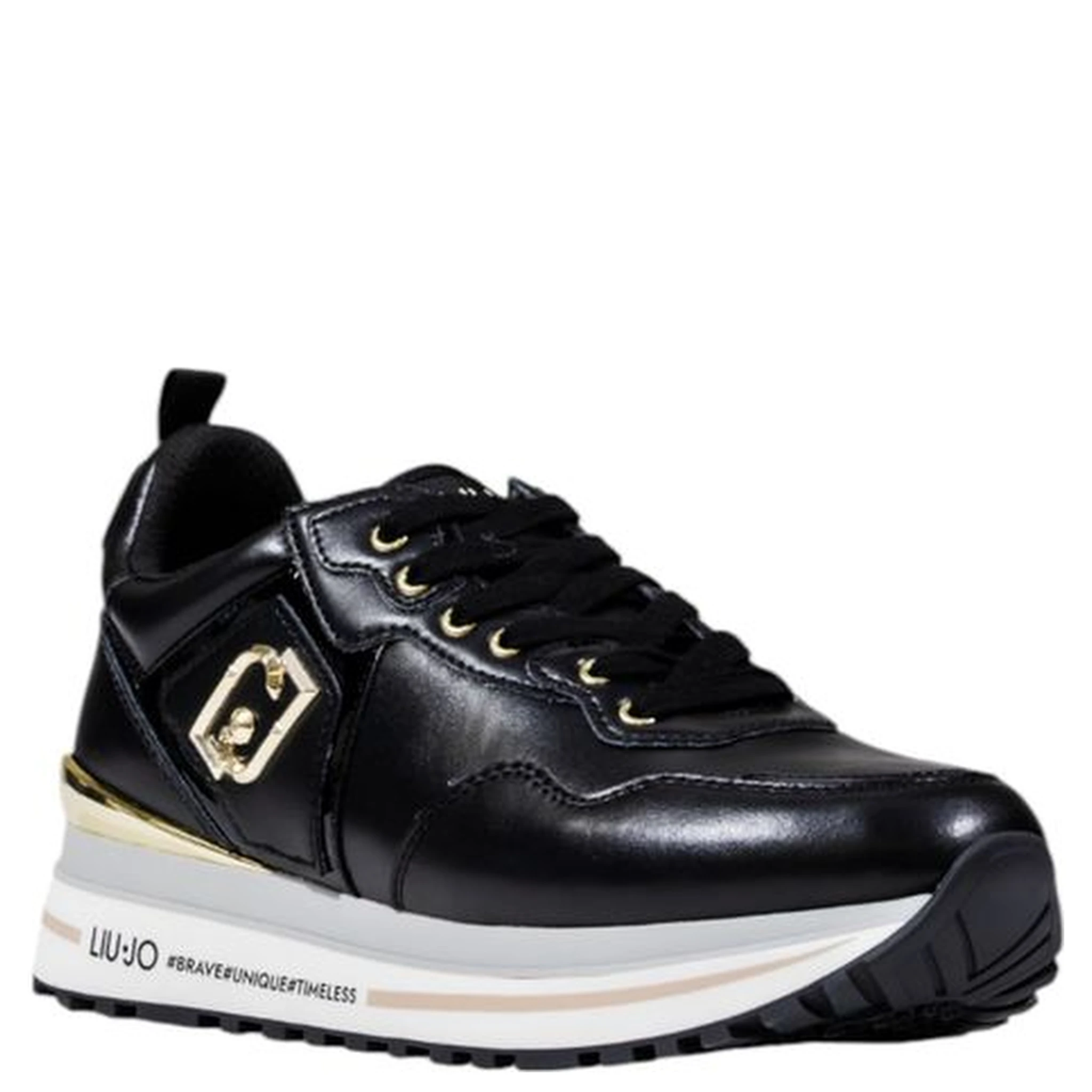 Black Artificial Leather Platform Sneakers