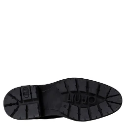 Black Artificial Leather Lace-Up Boots