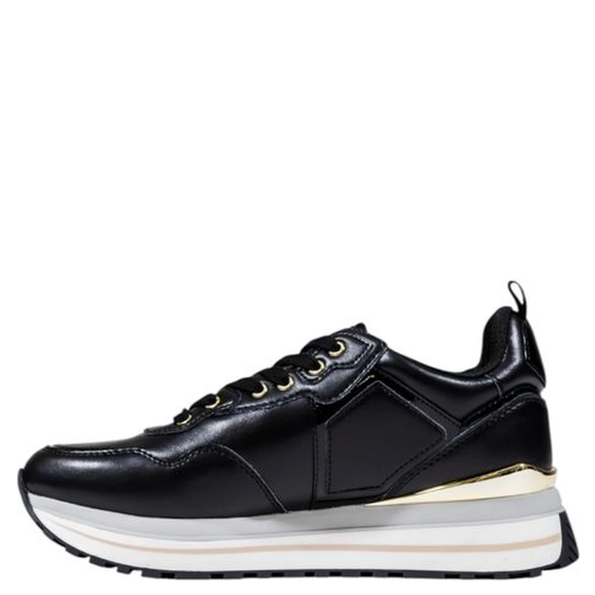 Black Artificial Leather Platform Sneakers