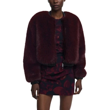 Bordeaux Polyester Jackets And Coat