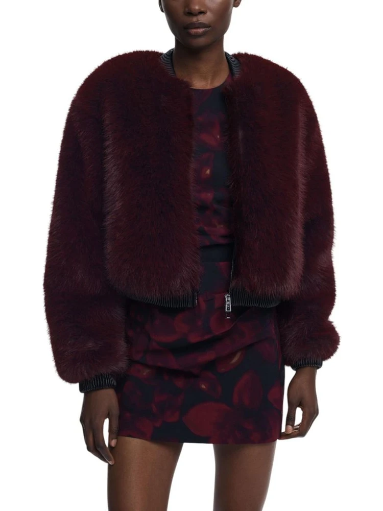 Bordeaux Polyester Jackets And Coat