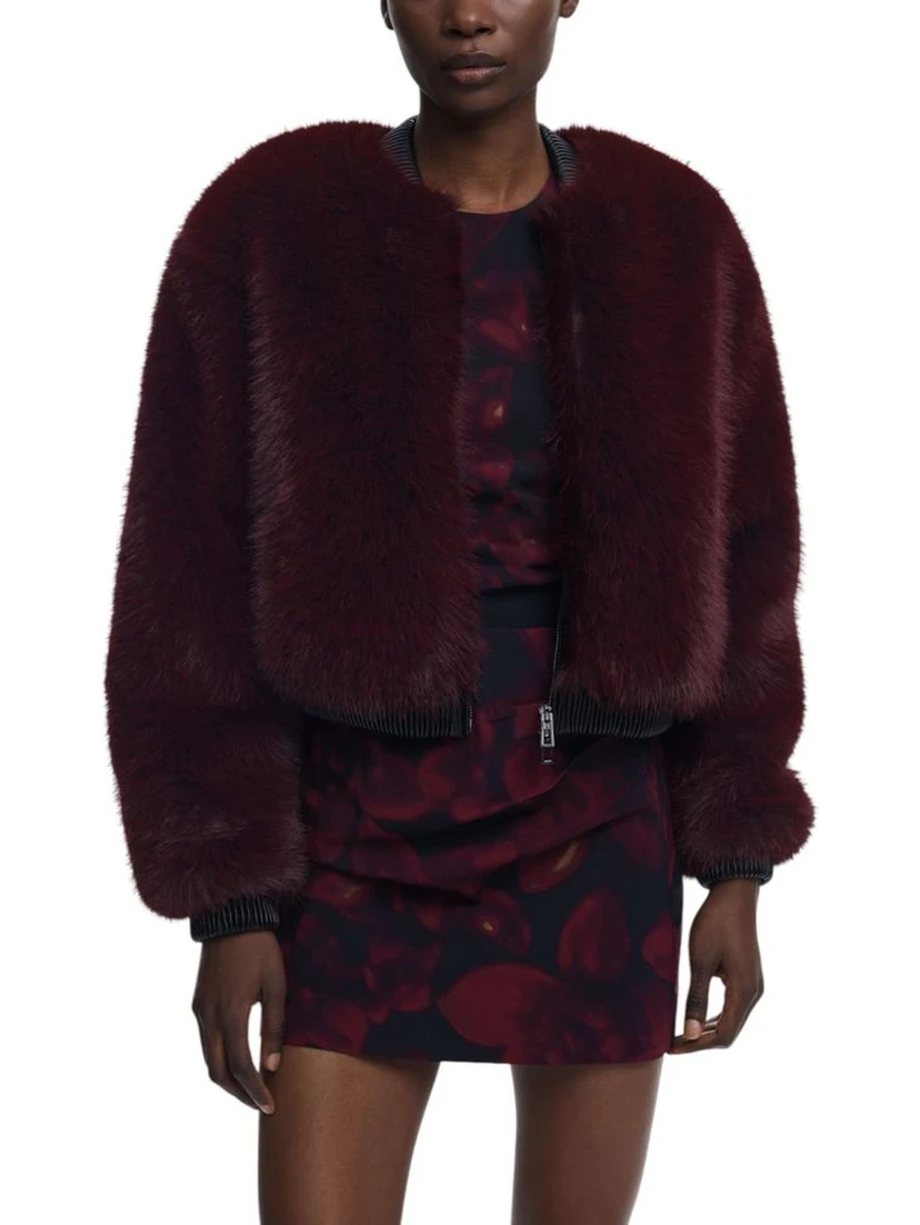 Bordeaux Polyester Jackets And Coat