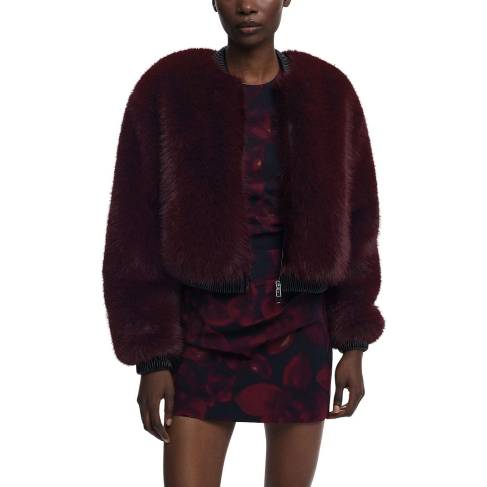 Bordeaux Polyester Jackets And Coat