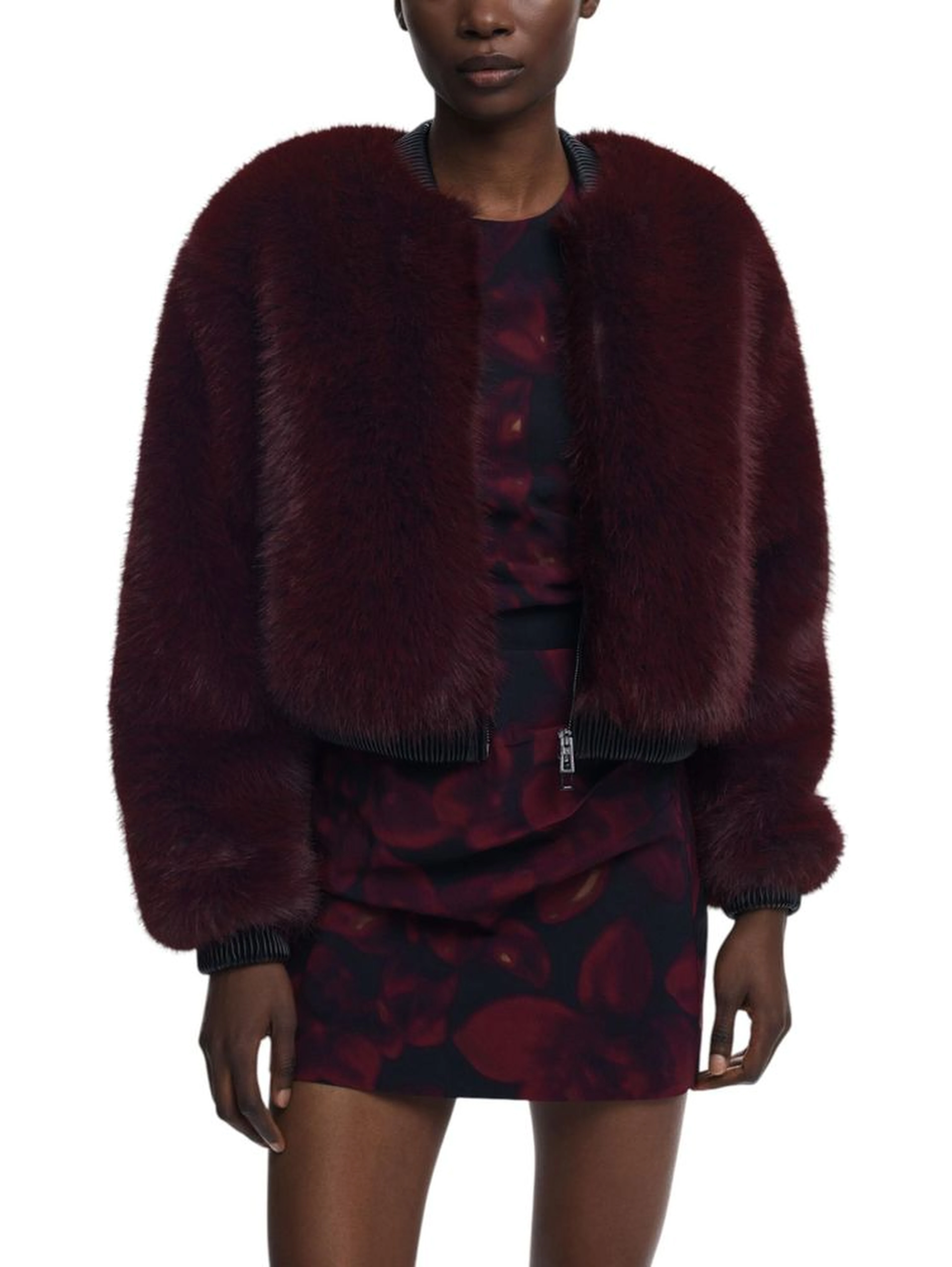 Bordeaux Polyester Jackets And Coat